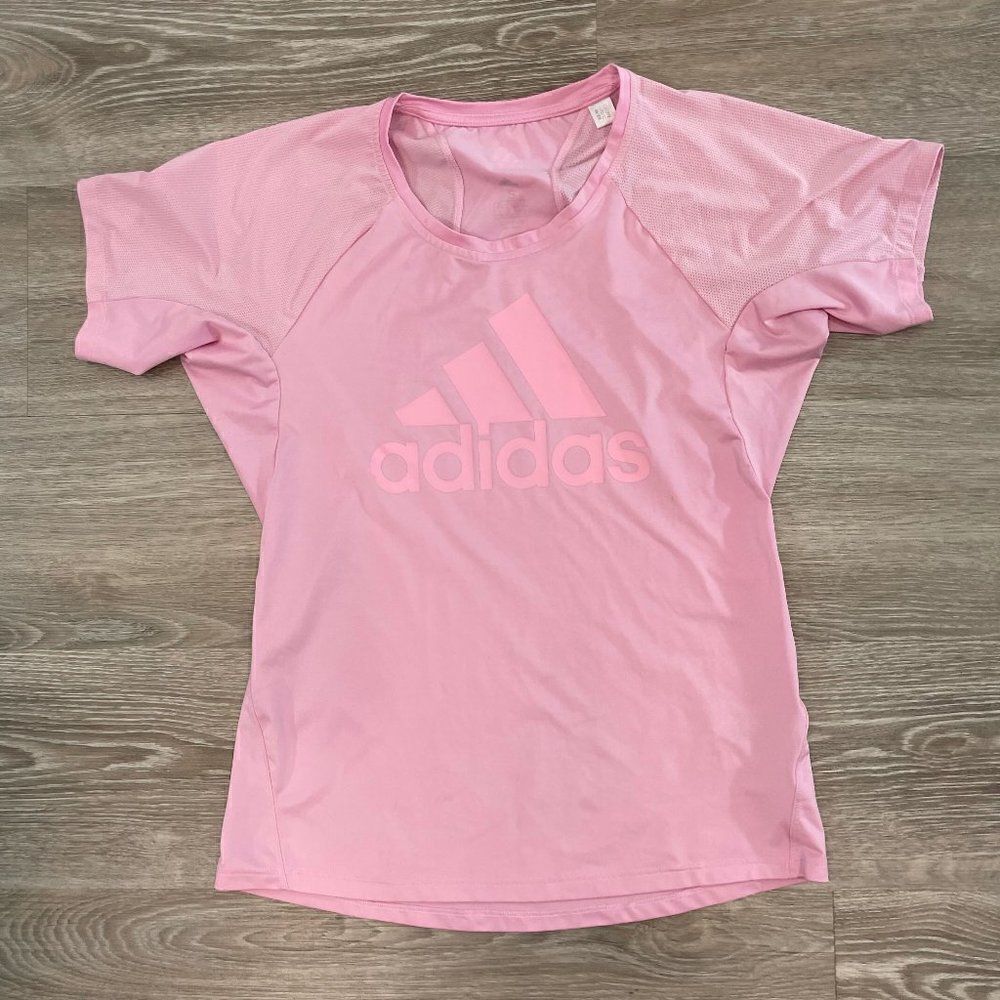 Adidas Light Pink White Logo Front Crewneck S